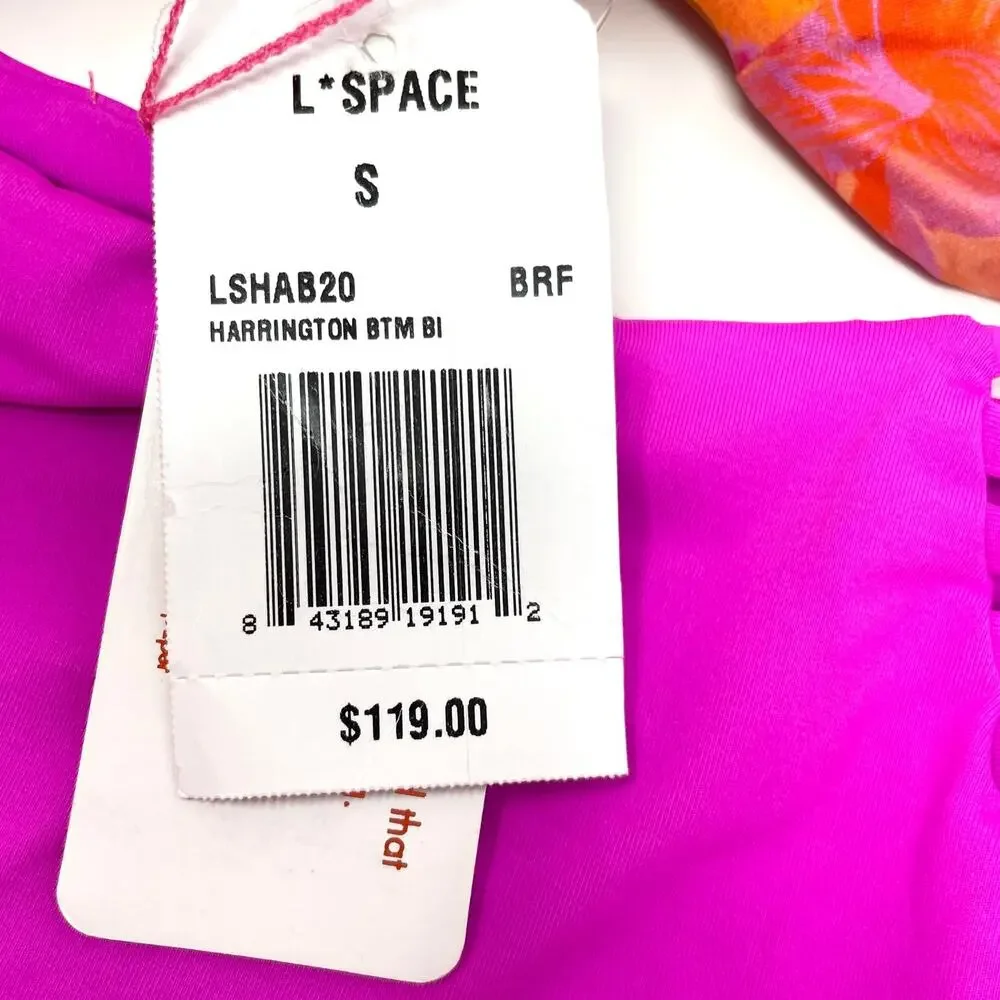 L*SPACE Floral Gizelle Harrington Bikini Set Into The Tropics Bright Fuchsia New